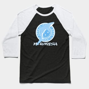 Whale Shark on Micronesian flag Baseball T-Shirt